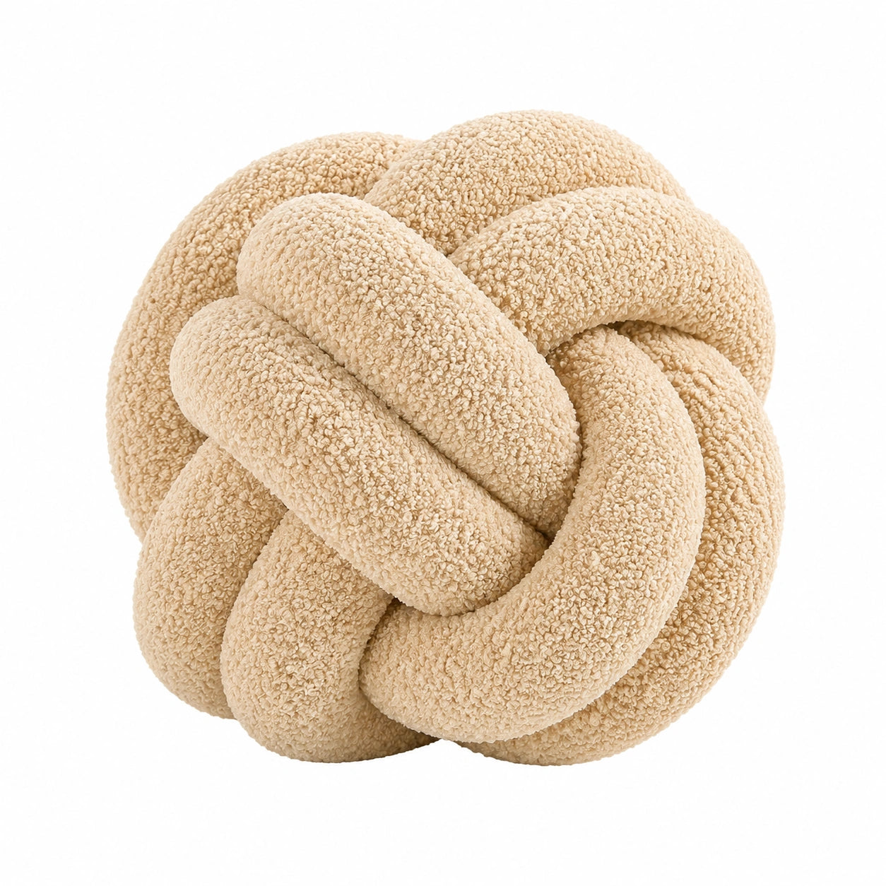 Knoten Kissen 30 cm Bouclé Textil Beige Dekoration