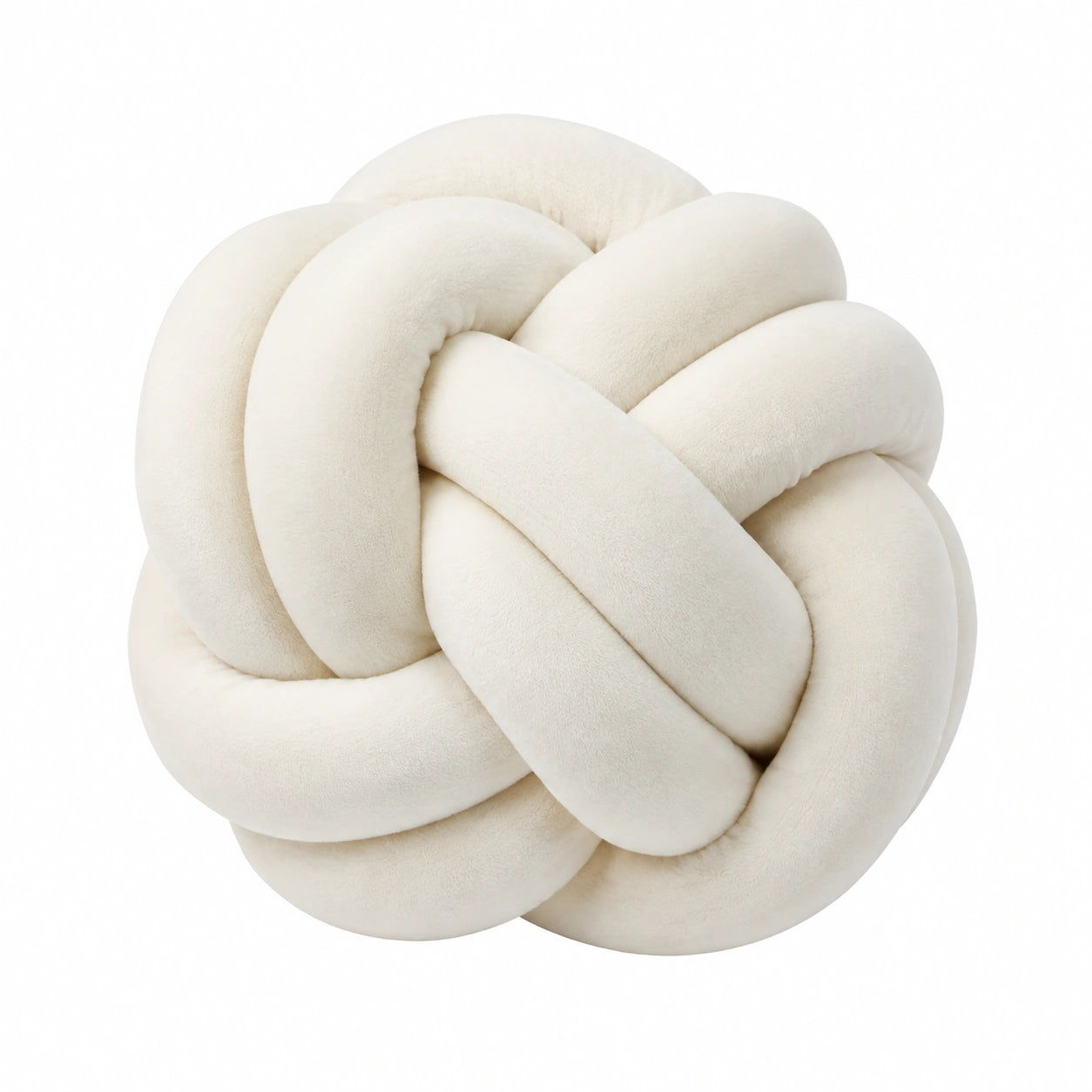 Knotenkissen 30 cm aus Textil in Creme - dekoratives Sofakissen
