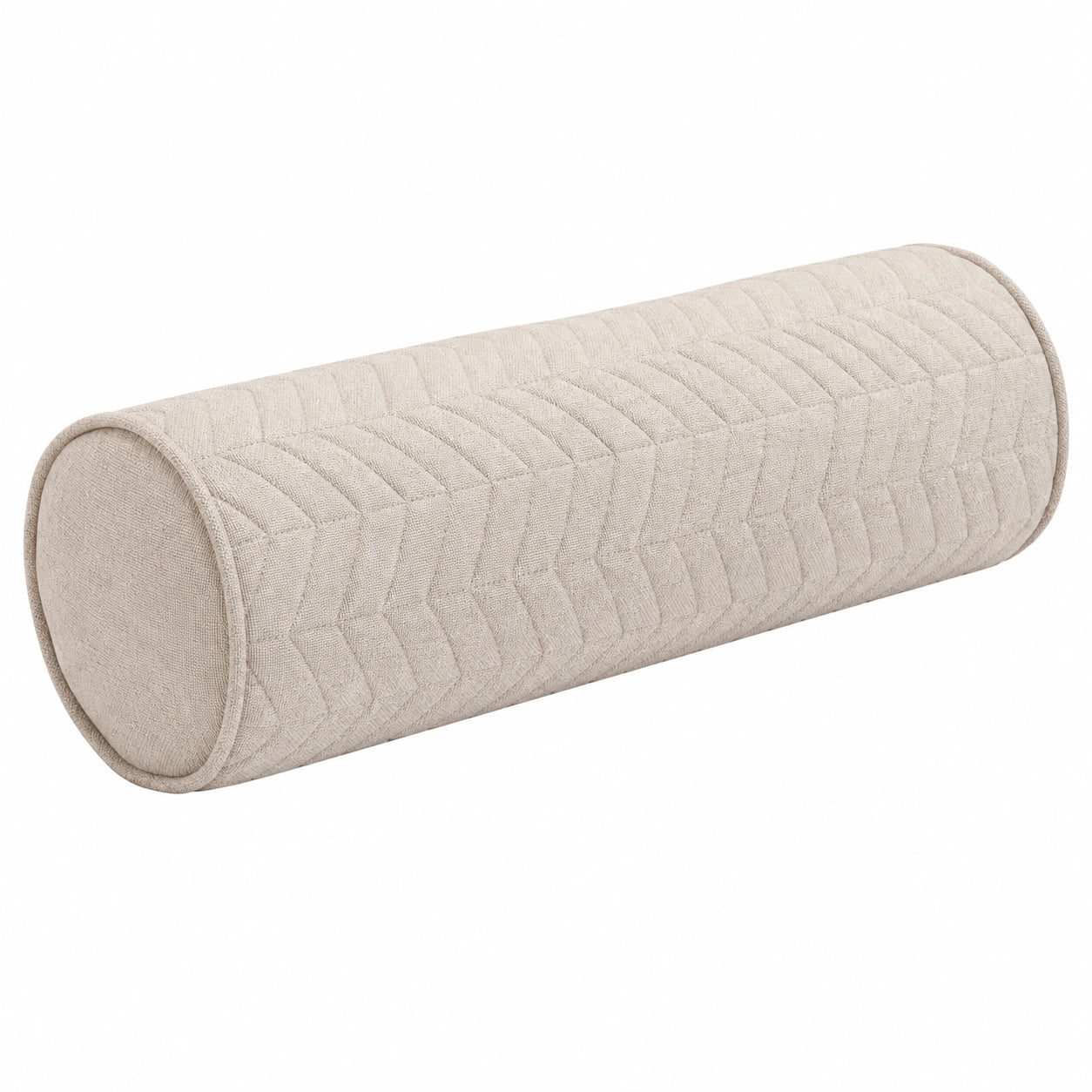 Zylinderkissen 20 x 50 cm Textil Beige für Sofa und Bett mit Steppstruktur
