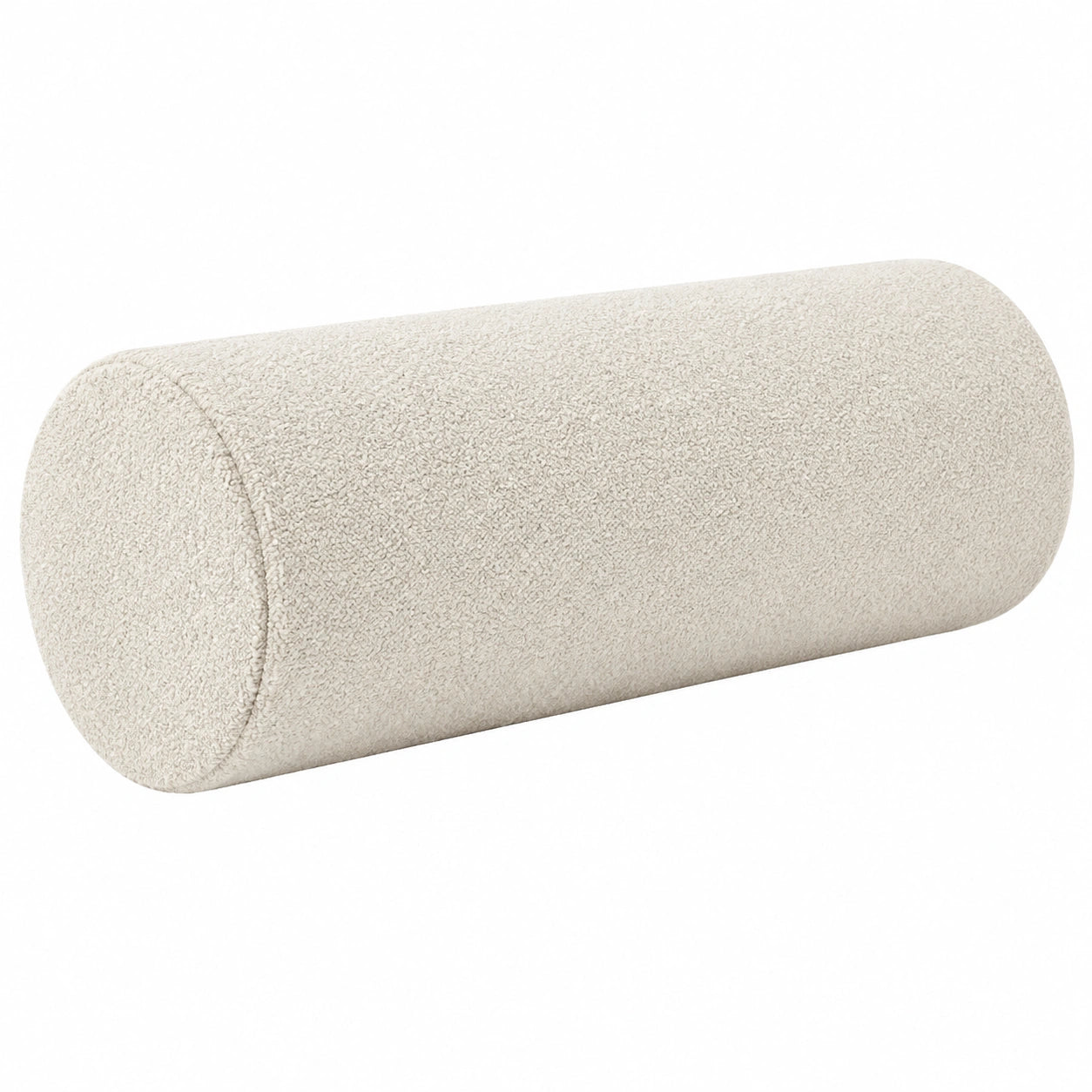Nackenrolle 20 cm x 50 cm aus Bouclé Stoff in Creme für Sofa und Bett