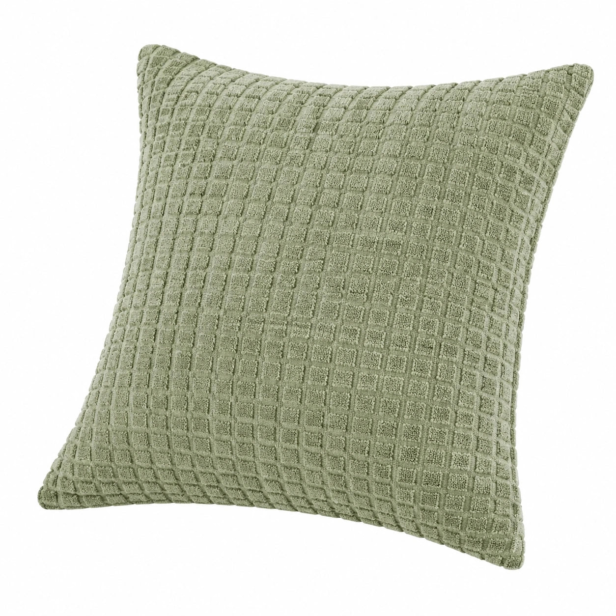 Dekokissen 45 x 45 cm Textil Salbeigrün für Sofa mit Strukturmuster