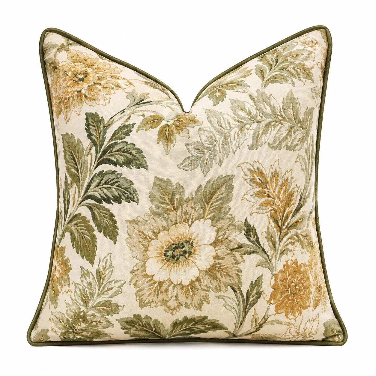 Dekokissen 45 x 45 cm Textil Creme Grün Blumenmuster Wohnzimmer