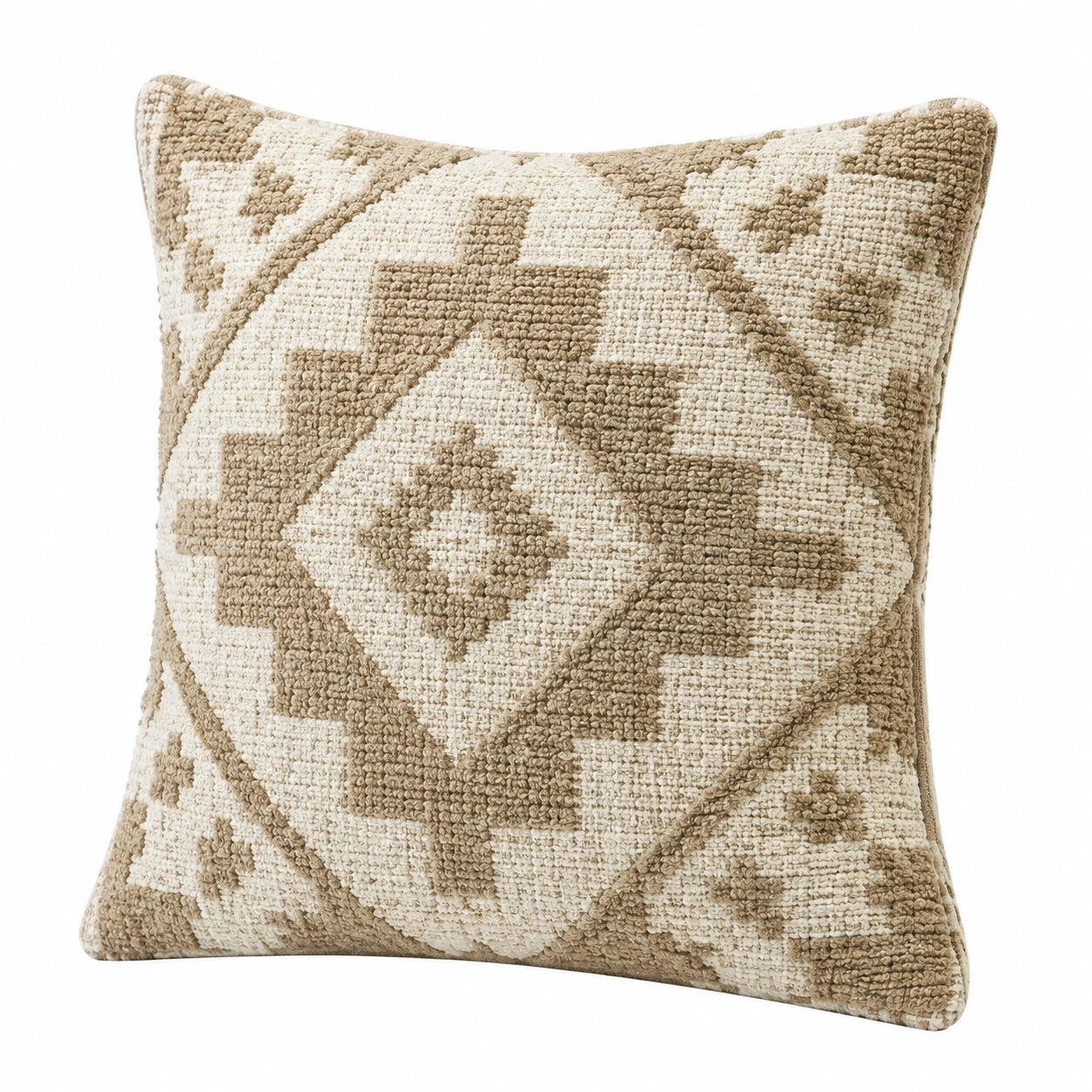 Dekokissen 45 x 45 cm Beige Creme Textil mit geometrischem Muster