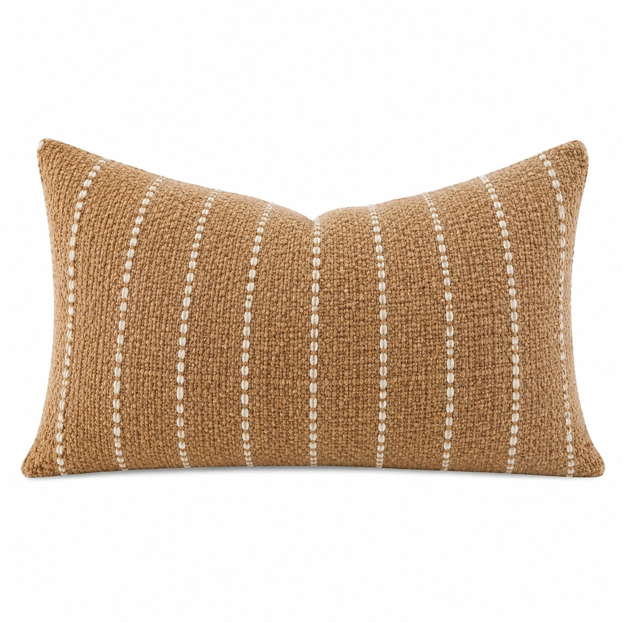 Dekokissen 50 x 30 cm Braun Creme Textil mit Streifenstruktur