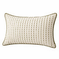Rechteckiges Zierkissen 50 x 30 cm aus Textil in Creme Olivgrün mit gesticktem Streifenmuster