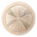 Rundes Zierkissen 45 cm Textil Creme Salbeigrün mit Fransen im Boho Stil