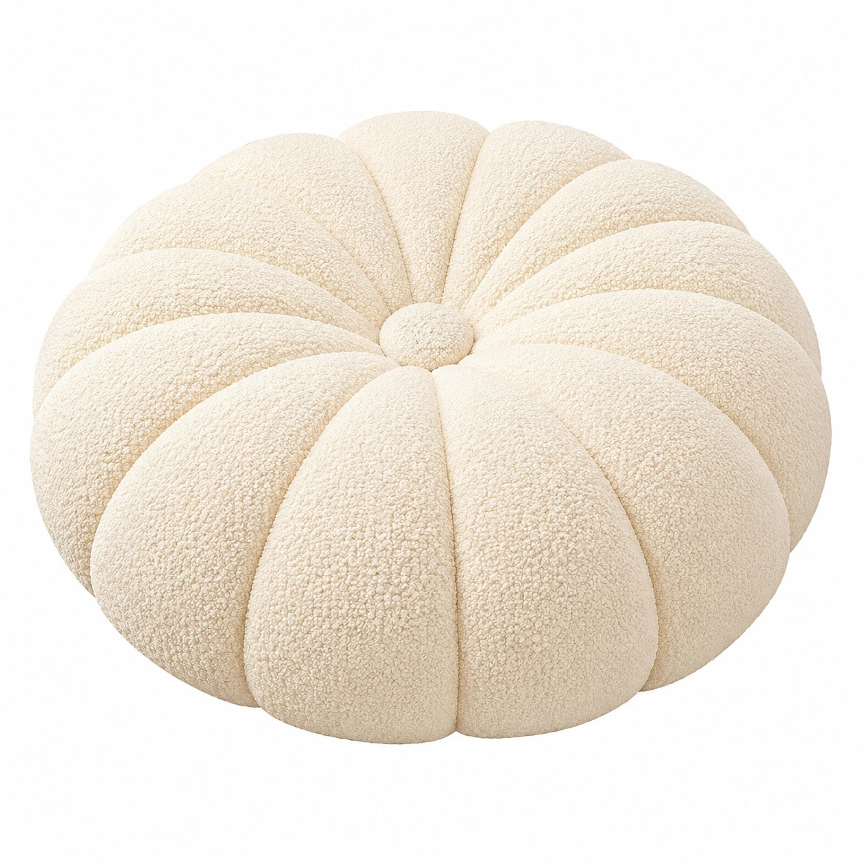 Rundes Zierkissen 45 cm aus Bouclé Creme für Sofa und Wohnraum