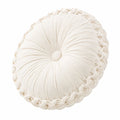Rundes Dekokissen 45 cm Creme Textil mit Flechtrand